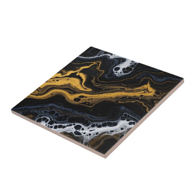 Dekorativa brickor för lyxig Abstrakt - svart, Gul Kakelplatta (Sidan)