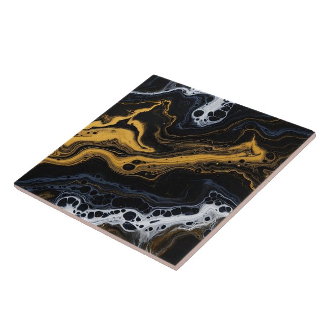 Dekorativa brickor för lyxig Abstrakt - svart, Gul Kakelplatta (Sidan)