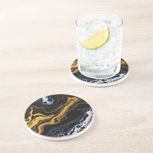 Dekorativa brickor för lyxig Abstrakt - svart, Gul Underlägg (Sidan)