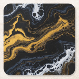 Dekorativa brickor för lyxig Abstrakt - svart, Gul Underlägg Papper Kvadrat