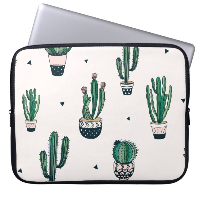 Dekorativa Cacti Succulents Seamless Mönster Laptop Fodral (Framsidan)
