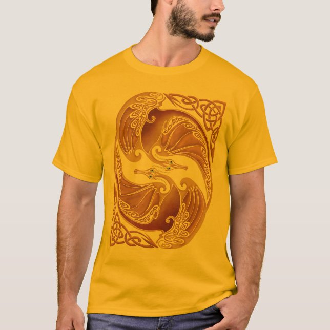 Dekorativa Celtic drakar Tee (Framsida)