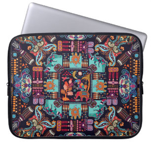 Dekorativa djur: färgstark etnisk design. laptop fodral