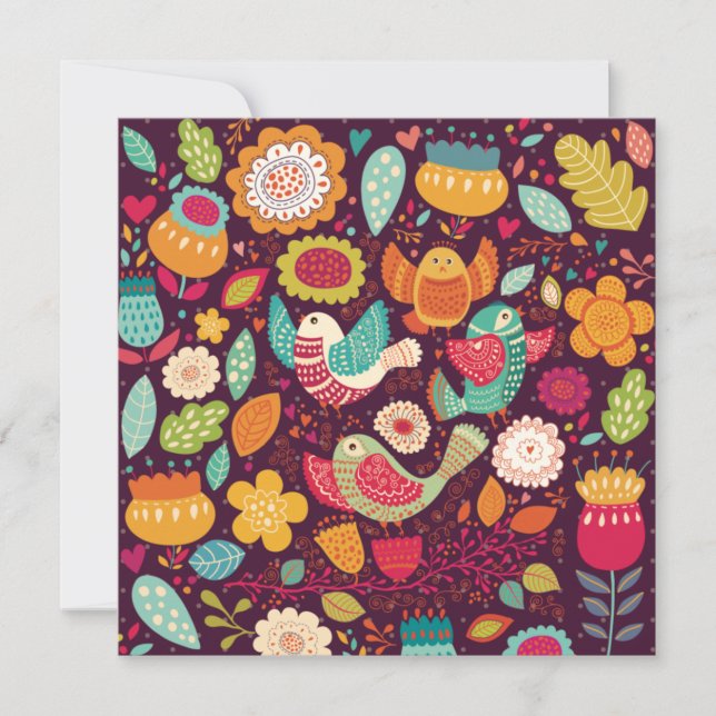 Dekorativa fåglar julkort (Framsida)