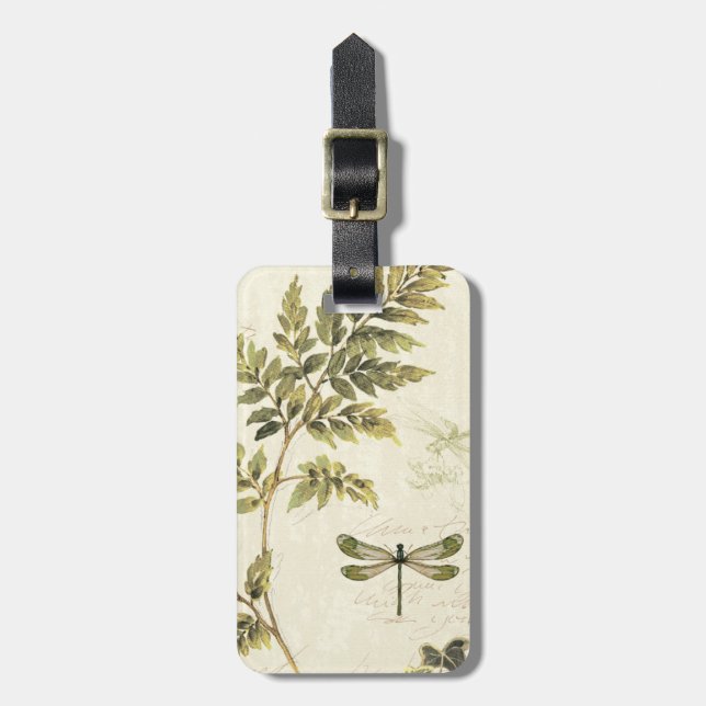 Dekorativa Ferns och en slända Bagagebricka (Vertikal Framsida)