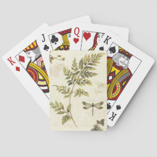Dekorativa Ferns och en slända Casinokort