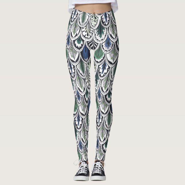 Dekorativa fjädrar leggings (Framsida)