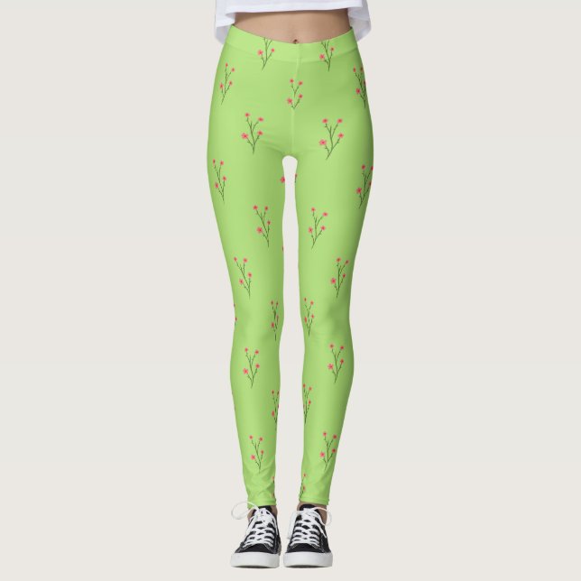 Dekorativa fyllningar för rosa Blommigt Leggings (Framsida)