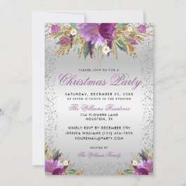 Dekorativa Glitter-blommor, Silver-julen Party Inbjudningar