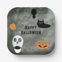 Dekorativa Halloween pappers tallrikar