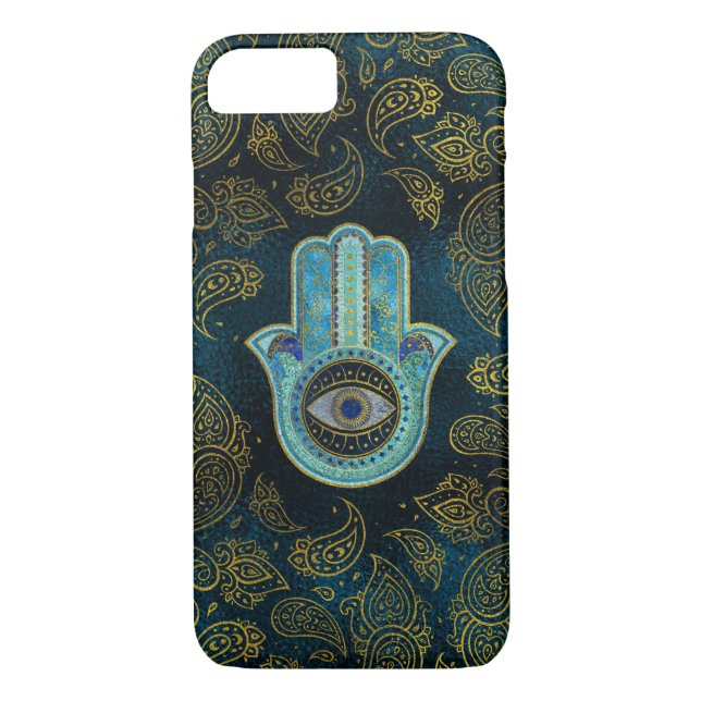 Dekorativa Hamsa räcker med paisley bakgrund Case-Mate iPhone Skal (Baksida)