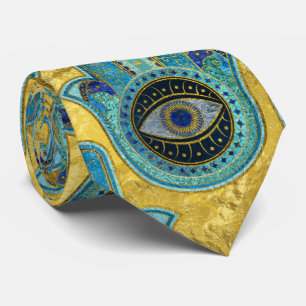 Dekorativa Hamsa räcker mönster på guld Slips