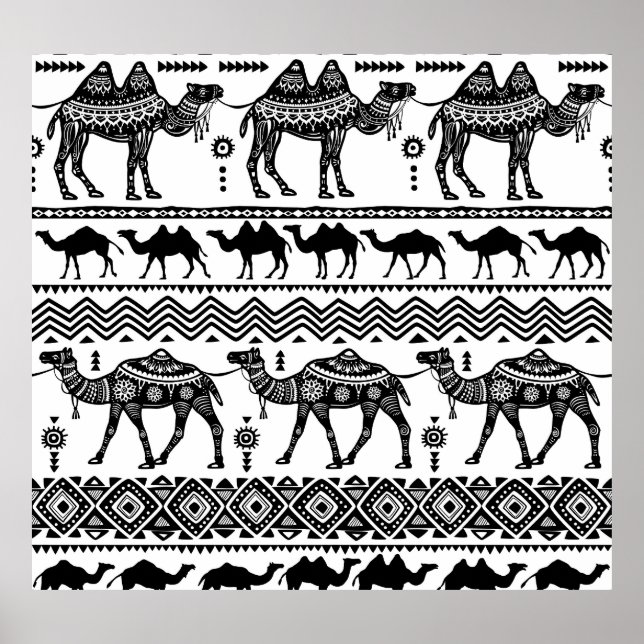 Dekorativa kameler Sömlösa Mönster-design Poster (Framsidan)