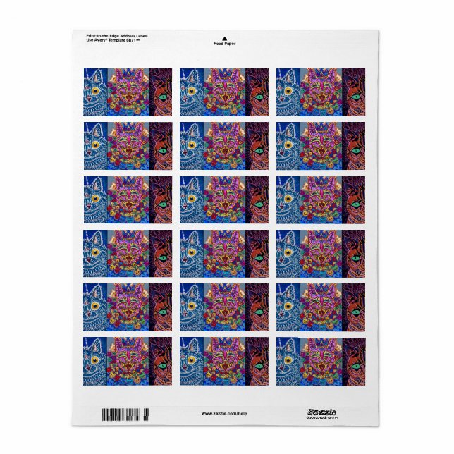 Dekorativa katter av Louis Wain Adressetikett (Helt Ark)