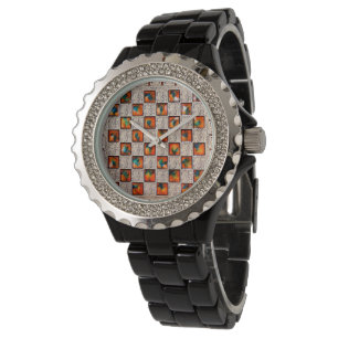 Dekorativa kvinnor-Rhinestone-Black-Enamel-Watch Armbandsur