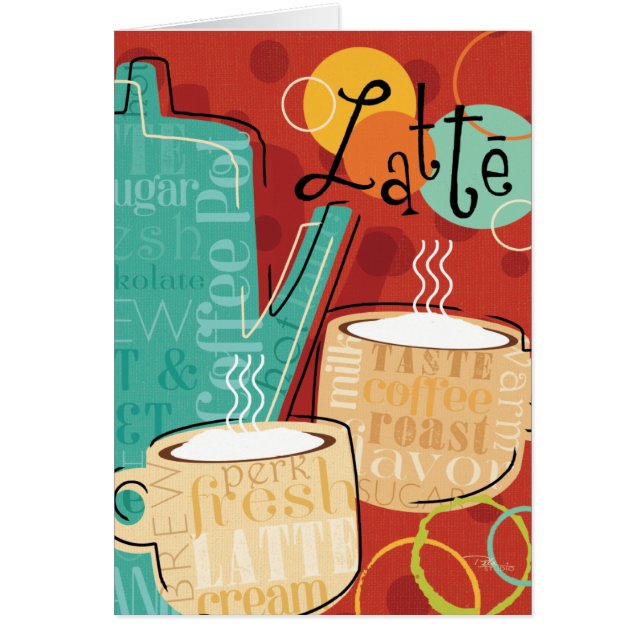 Dekorativa Latte kruka och koppar Hälsningskort (Framsidan)