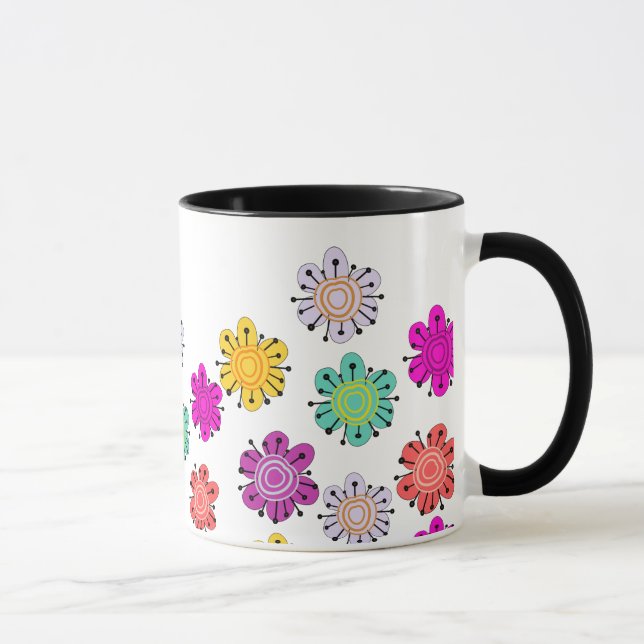 Dekorativa mångfärgade blommor mugg (Höger)