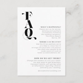 Dekorativa Moderna Bröllopsdetaljer FAQ ID887 Tilläggskort