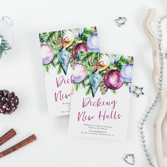 Dekorativa nya hallar Festiva glaskulor Nytt hem Julkort (Skapare uppladdad)