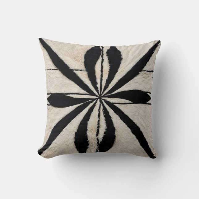 Dekorativa persiska svarta och vita Kilim-fyllning Kudde (Framsida)