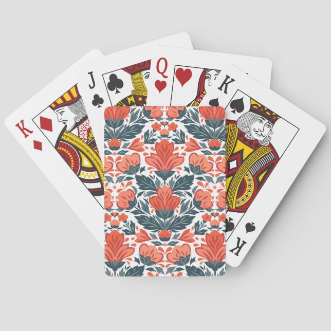 Dekorativa röda blommor casinokort (Baksidan)