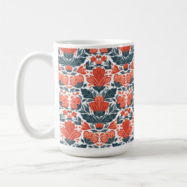 Dekorativa röda blommor kaffemugg (Vänster)