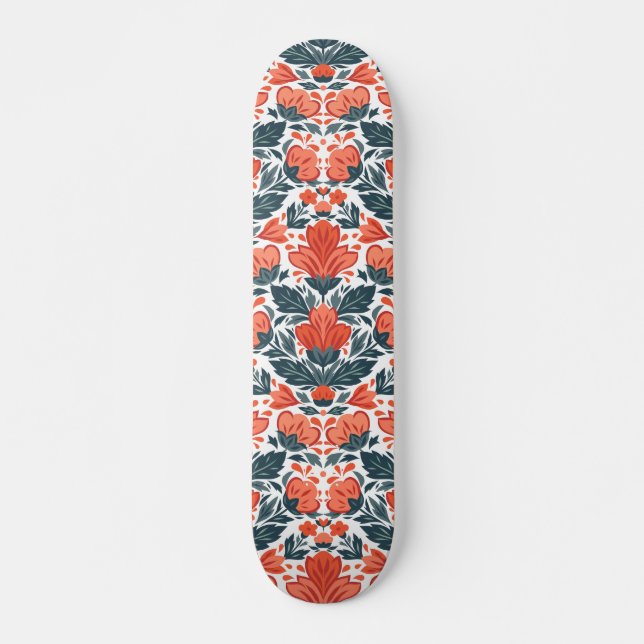 Dekorativa röda blommor mini skateboard bräda 18,5 cm (Framsida)