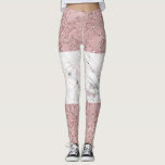 Dekorativa rosa guld- modern Glam marmor & glitter Leggings<br><div class="desc">Damasker</div>