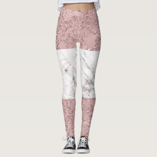 Dekorativa rosa guld- modern Glam marmor & glitter Leggings