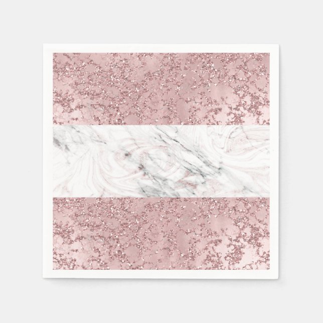 Dekorativa rosa guld- modern Glam marmor & glitter Pappersservett (Framsidan)