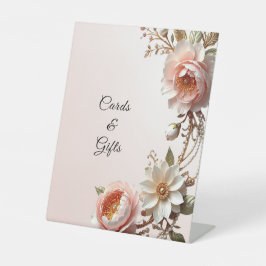 Dekorativa rosa och vita blommor Bordsskyltar