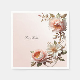 Dekorativa rosa och vita blommor pappersservett