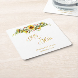 Dekorativa sommarblommor Bröllop Underlägg Papper Kvadrat