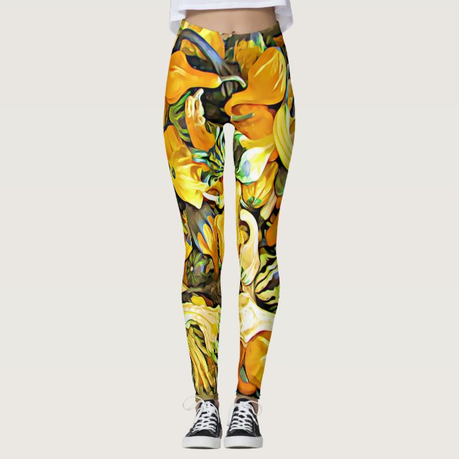 Dekorativa squash och pumpor Halloween-läggings Leggings (Framsida)