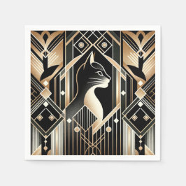 Dekorativa svarta katt abstrakta servetter