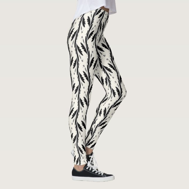 Dekorativa svarta vacciner Mönster Leggings (Höger)