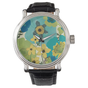 Dekorativa trädgårdblommor armbandsur