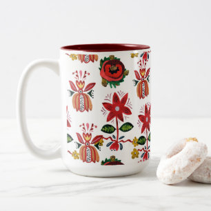 Dekorativa ukrainska blommor Två-Tonad mugg