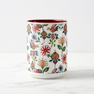 Dekorativa ukrainska blommor Två-Tonad mugg