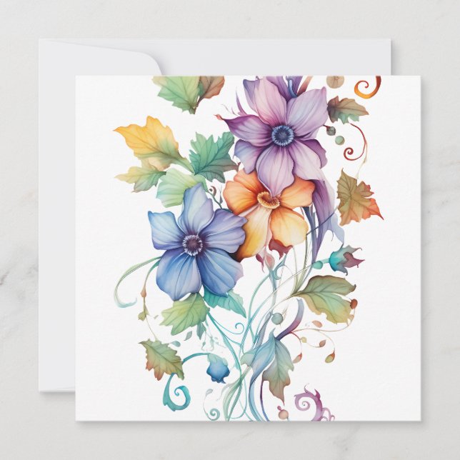 Dekorativa vattenfärgsblommor (Framsida)