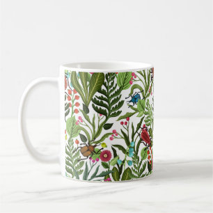 Dekorativa växter och Insekter: Sömlös design. Kaffemugg