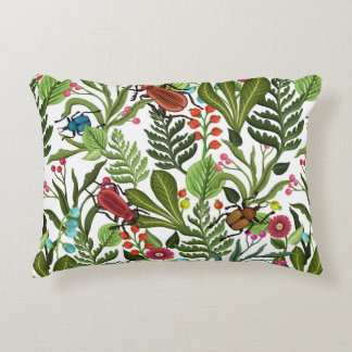 Dekorativa växter och Insekter: Sömlös design. Prydnadskudde