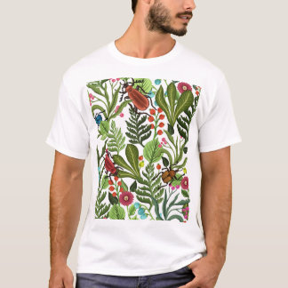 Dekorativa växter och Insekter: Sömlös design. T Shirt