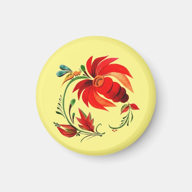 Dekorative Blume und Biene  Magnet (Framsidan)