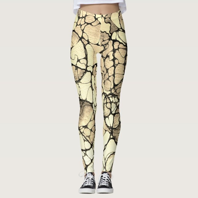 Dekoratives Doodle Muster Leggings (Framsida)