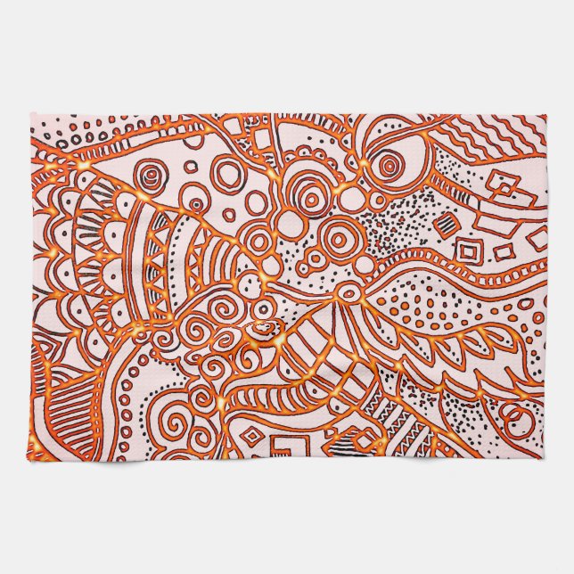 Dekoratives Kritzelmuster Kökshandduk (Horisontell)