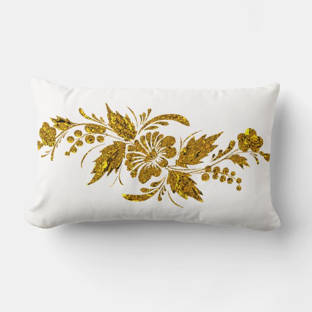 Dekoratives Muster mit Blumen und Blättern Lumbarkudde (Framsida)