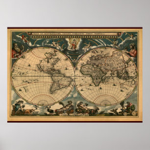 Dekorativt Arty Old World Map Poster