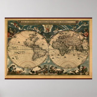 Dekorativt Arty Old World Map Poster