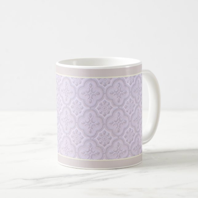 Dekorativt Blommönster i Mauve Kaffemugg (Framsida höger)